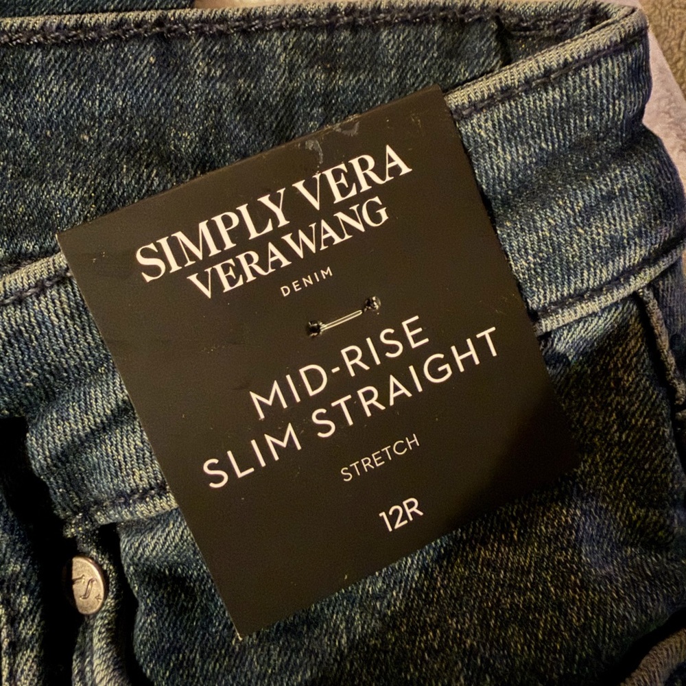 🌼NWT Simply Vera Vera Wang Dark Blue Mid-Rise Straight Leg Jeans - Picture 6 of 6